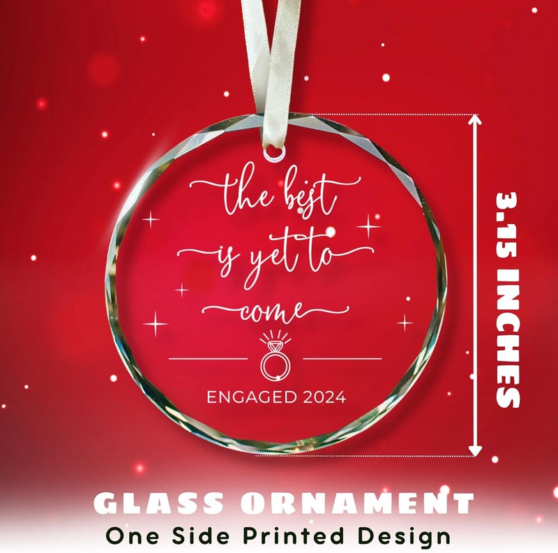 SUCHAGIFT Engagement Gifts for Couples - Gifts for Newly Engaged Couples - Happy Engagement Ornaments for Her, Bride, Bride to Be - Glass Ornament - Image 2